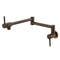 Double Handle Double Joint Folding Wall and Deck Mounted Brass Copper Kitchen Pot Filler cozhina en la pared grifo de cocina